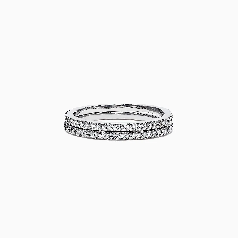 Modern ruby ring-Pave Classica 14K White Gold Diamond Band Set, 0.36 TCW