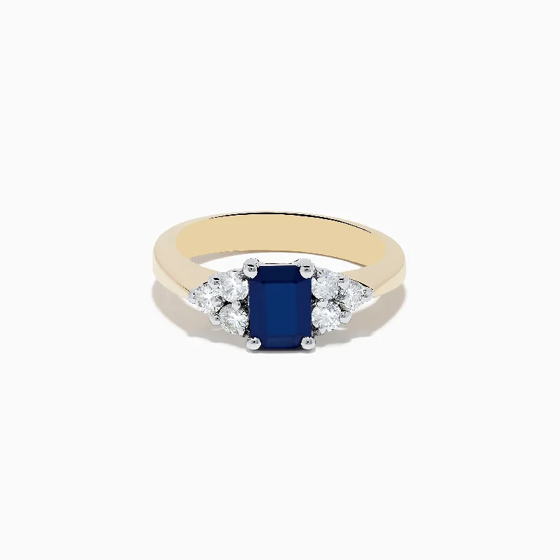 Vintage moonstone ring-Royale Bleu 14K Yellow & White Gold Blue Sapphire and Diamond Ring, 1.46 TCW