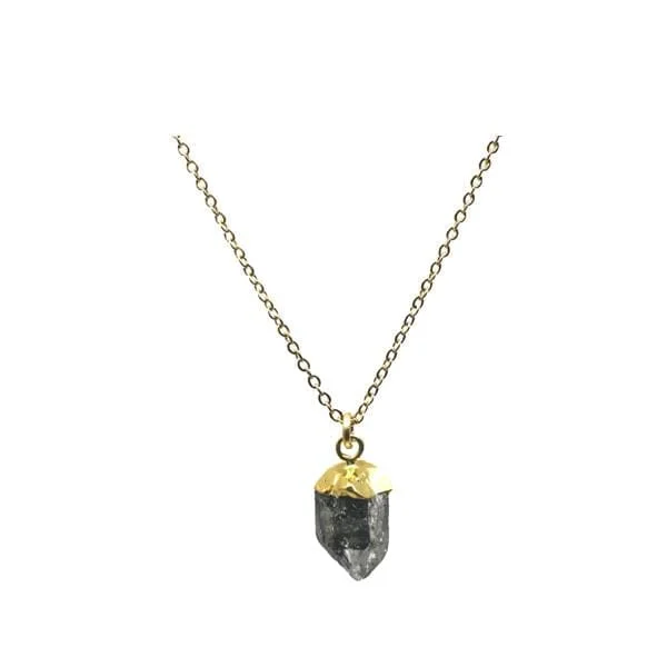 Wraparound necklace-Electroplated Herkimer Charm Necklace: (NGCP7084HK)