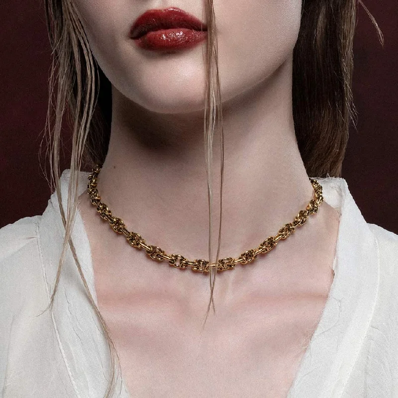 Convex necklace-ELISABETA. Link Chain - Gold