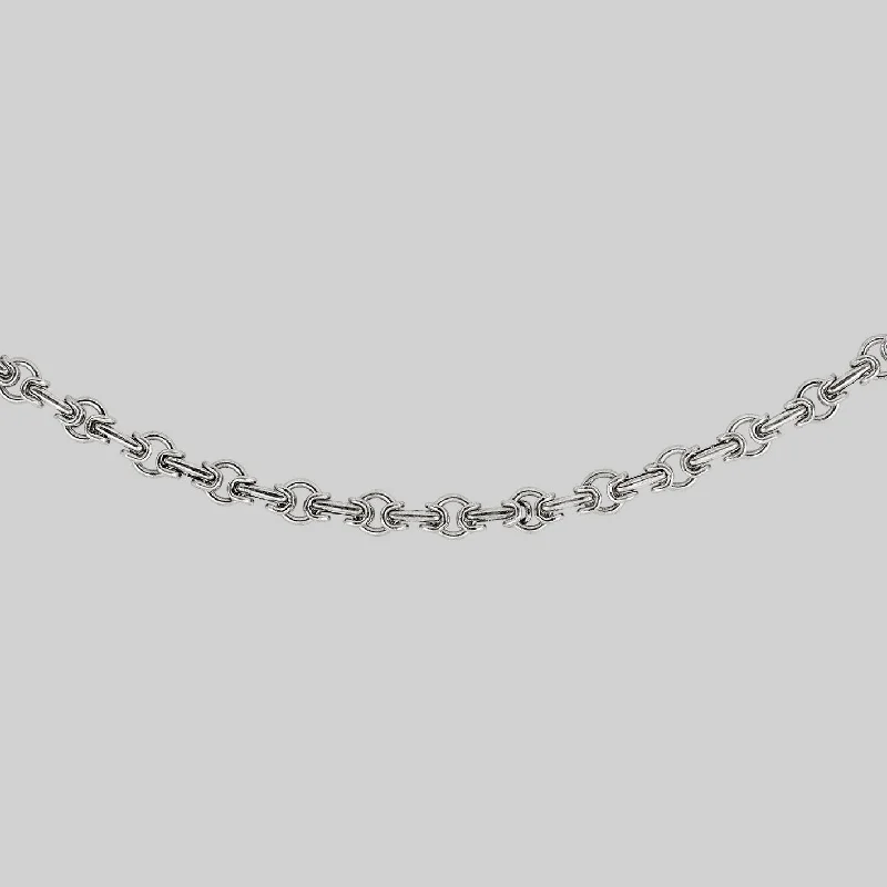 Curved gem necklace-ELISABETA. Link Chain - Silver