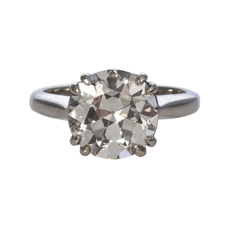 Sunken stone ring-Estate 3.21ct Old Transitional Cut Diamond Solitaire Engagement Ring