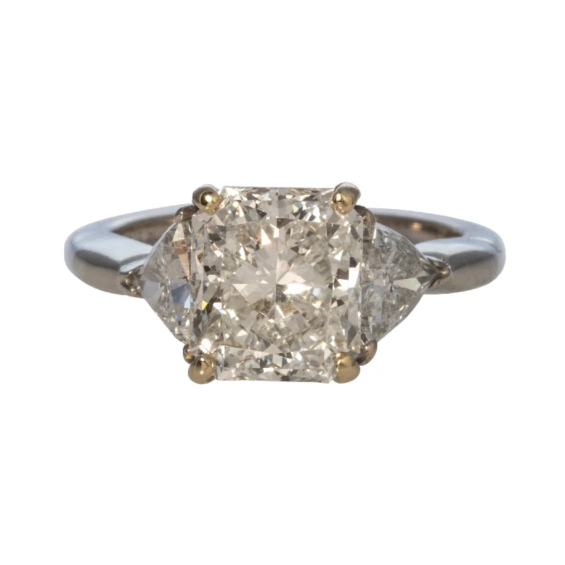 Wraparound ring-Estate 3.26ct Radiant Center & 1.0ct Trillian Side Diamond Platinum Ring