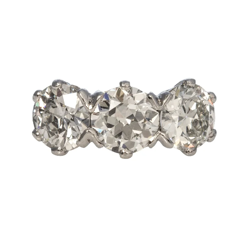 Polka dot ring-Estate 5.91ctw Old Transitional Cut Diamond Three-Stone Ring