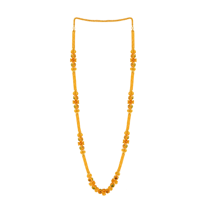 Hammered finish necklace-Exquisite 22k Gold Moff Chain With Meenakari Detailing