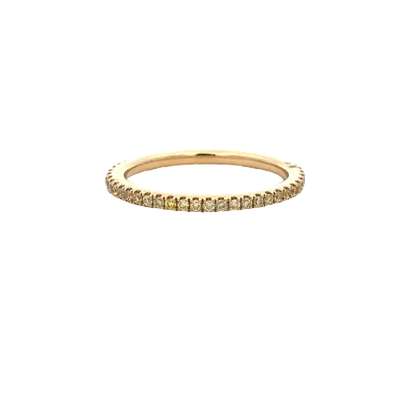 Faceted gem ring-Fancy Yellow Diamond Eternity Band in Yellow Gold