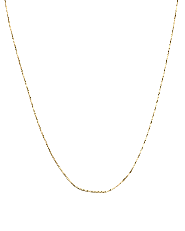 Adjustable gem necklace-FINE BOX CHAIN (9K GOLD)