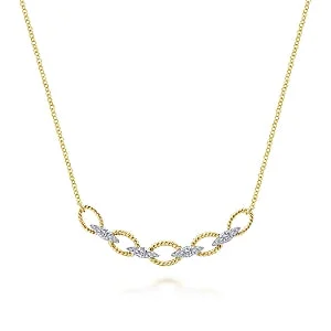 Radiant gem necklace-Gabriel & Co., 14K Yellow-White Gold Twisted Rope and Diamond Necklace