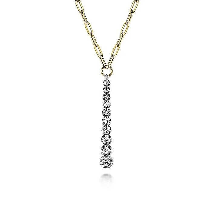 Baroque pearl necklace-Gabriel & Co Diamond Vertical Bar Pendant Necklace