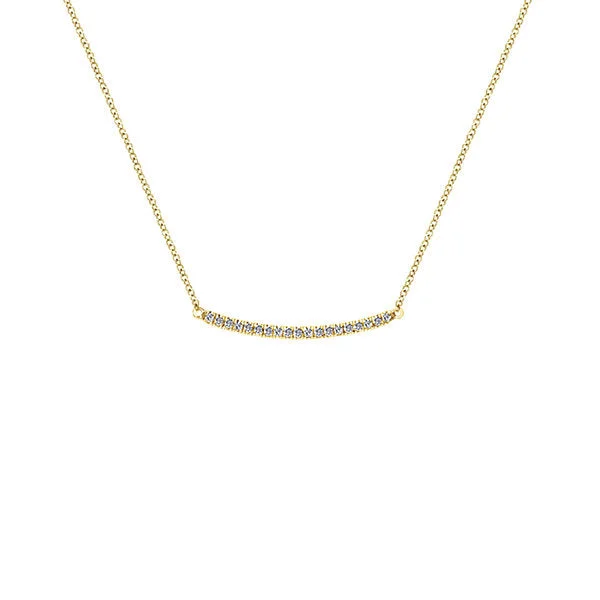 Futuristic diamond necklace-Gabriel & Co. Yellow Diamond Pave Bar Necklace