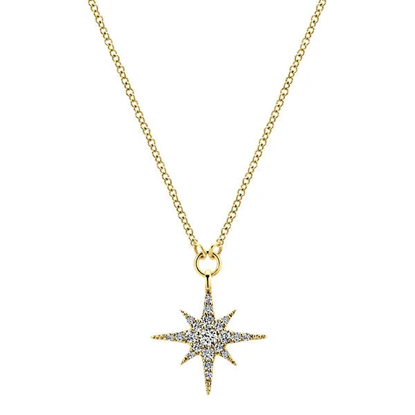 Smooth opal necklace-Gabriel & Co. Yellow Diamond Starburst Pendant Necklace