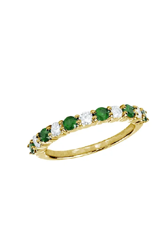 Five-stone ring-Gemma Emerald and Diamond Ring, 0.73 TCW