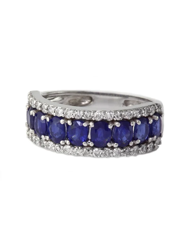 Bold moonstone ring-Gemma White Gold Blue Sapphire & Diamond Ring, 2.61 TCW