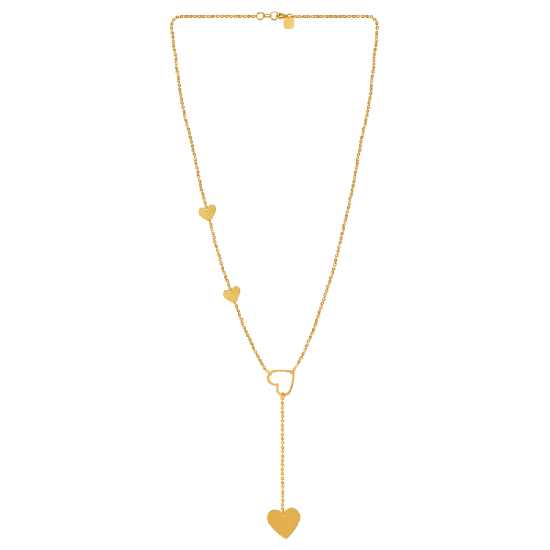 Narrow-set necklace-Gleaming 22k Gold Chain With A Small Dangler And Heart Shaped Design