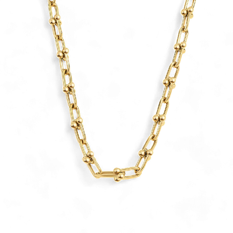 Bold emerald necklace-Graduated Link Chain Necklace