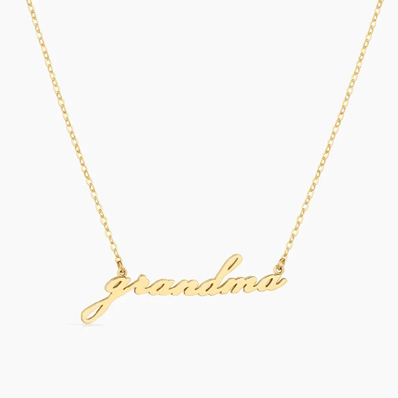 Etched design necklace-Grandma Script Necklace