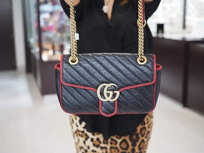 Twisted silver ring-Gucci GG Small Marmont Quilted Flap Bag