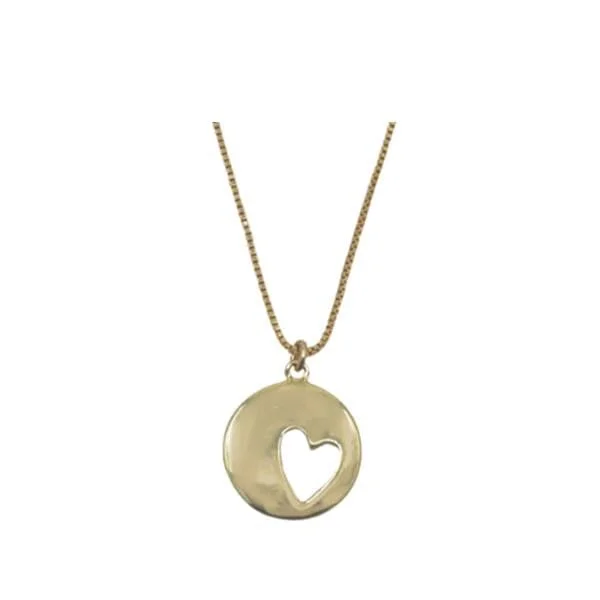 Floral engraved necklace-Heart: Gold Plated Open Heart in Heart Pendant (NGCP4660)