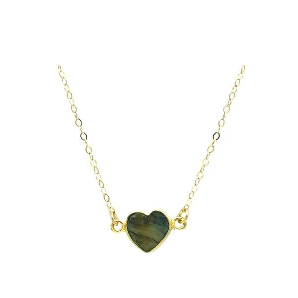 Arrow motif necklace-Heart: Semi Precious Stone Necklace: Labradorite (NGCH67LD)