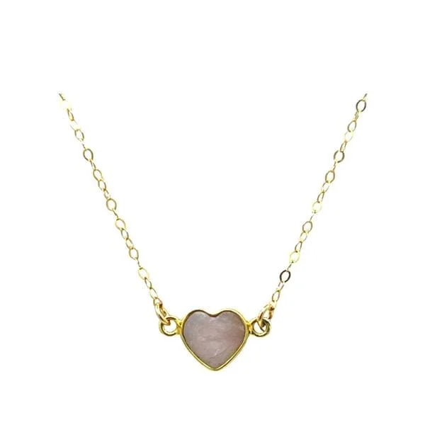 Vintage opal necklace-Heart: Semi Precious Stone Necklace: Pink Opal (NGCH67PO)