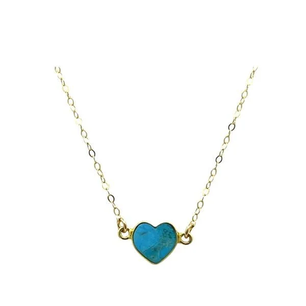 Colorful enamel necklace-Heart: Semi Precious Stone Necklace: Turquoise (NGCH67TQ)