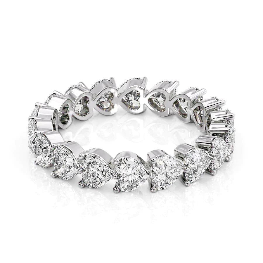 Sparkling crystal ring-3ct Heart Shared Prong Eternity