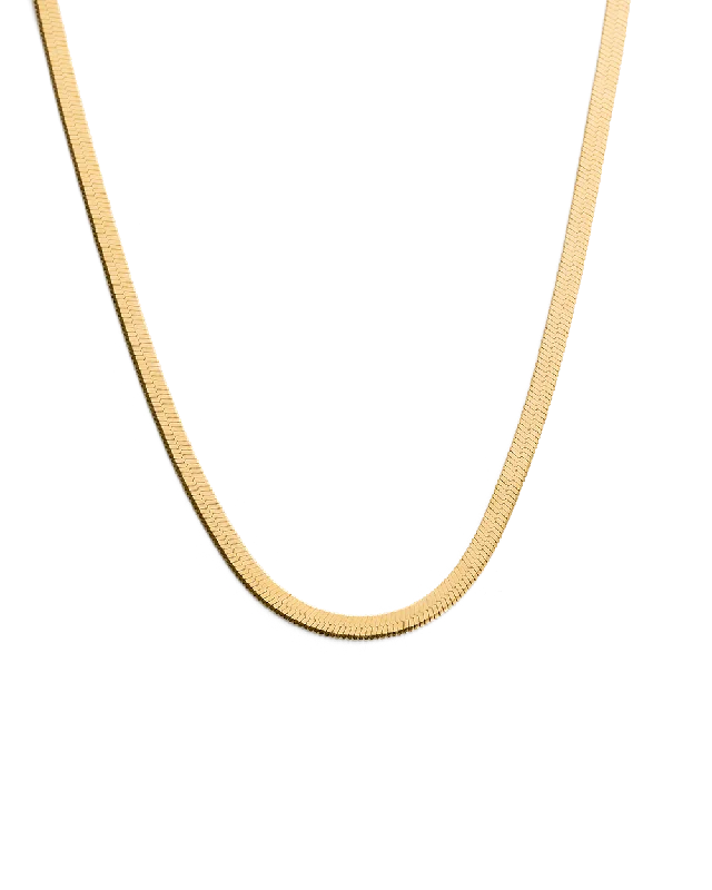 Retro ruby necklace-HERRINGBONE CHAIN (18K GOLD VERMEIL)