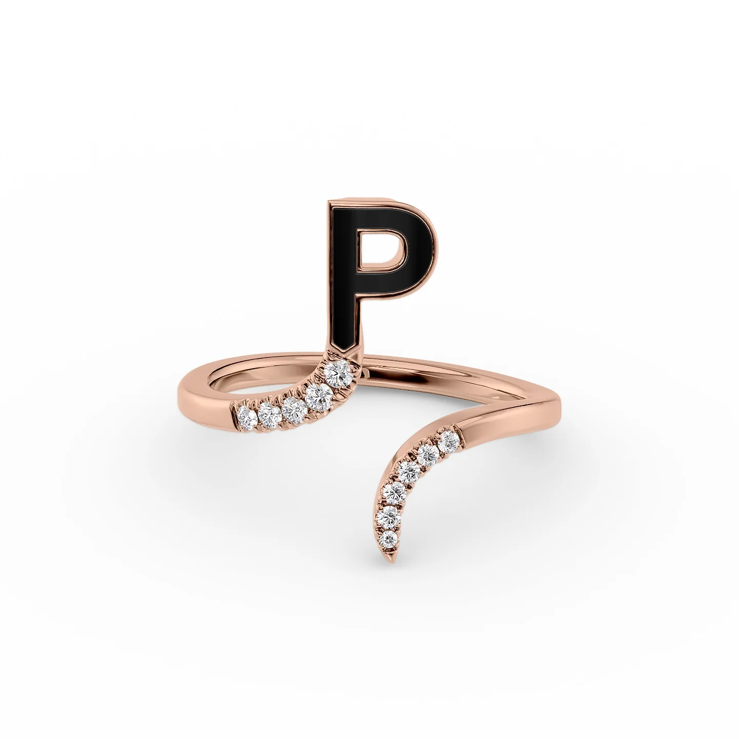 Leafy vine ring-Initial Letter Dainty Ring