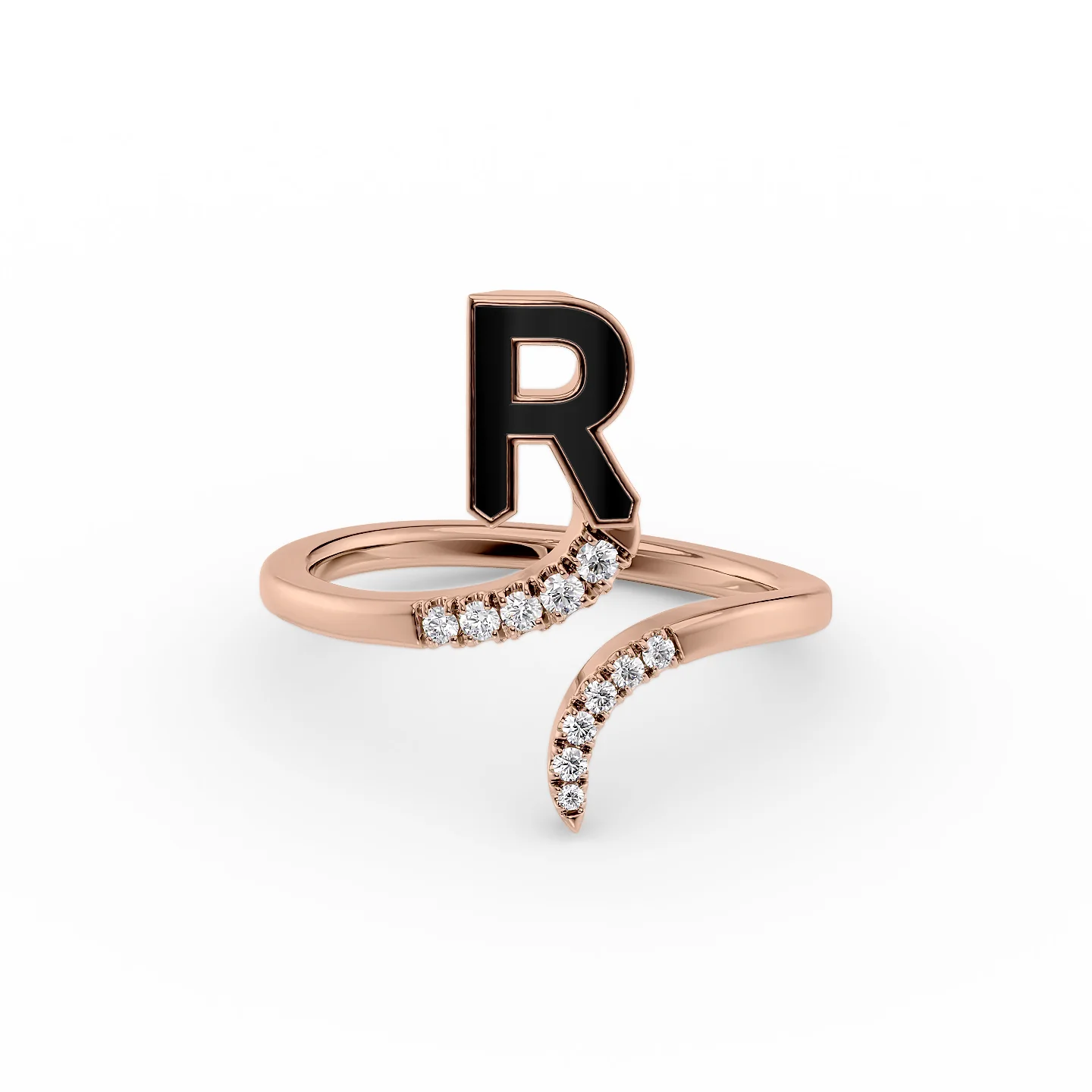 Flush-mount ring-Initial Letter Dainty Ring