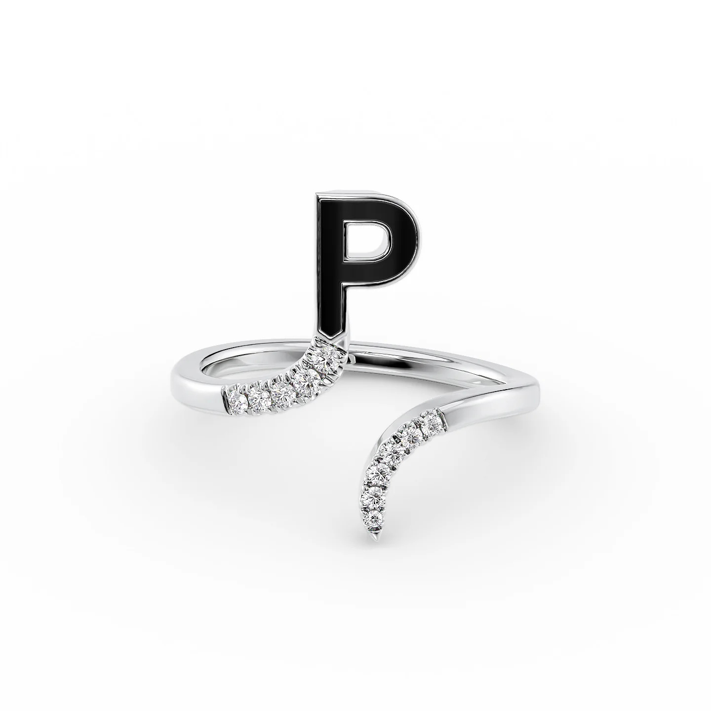 Lightweight silver ring-Initial Letter Dainty Ring