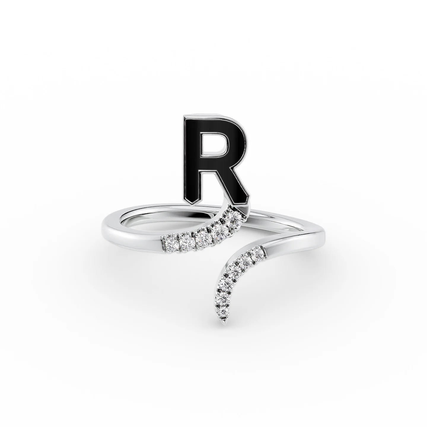 Ripple effect ring-Initial Letter Dainty Ring