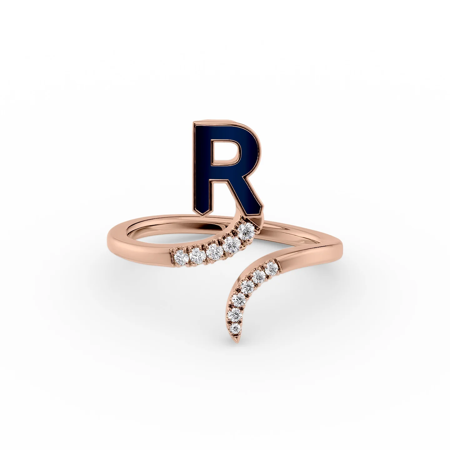 Rough diamond ring-Initial Letter Dainty Ring