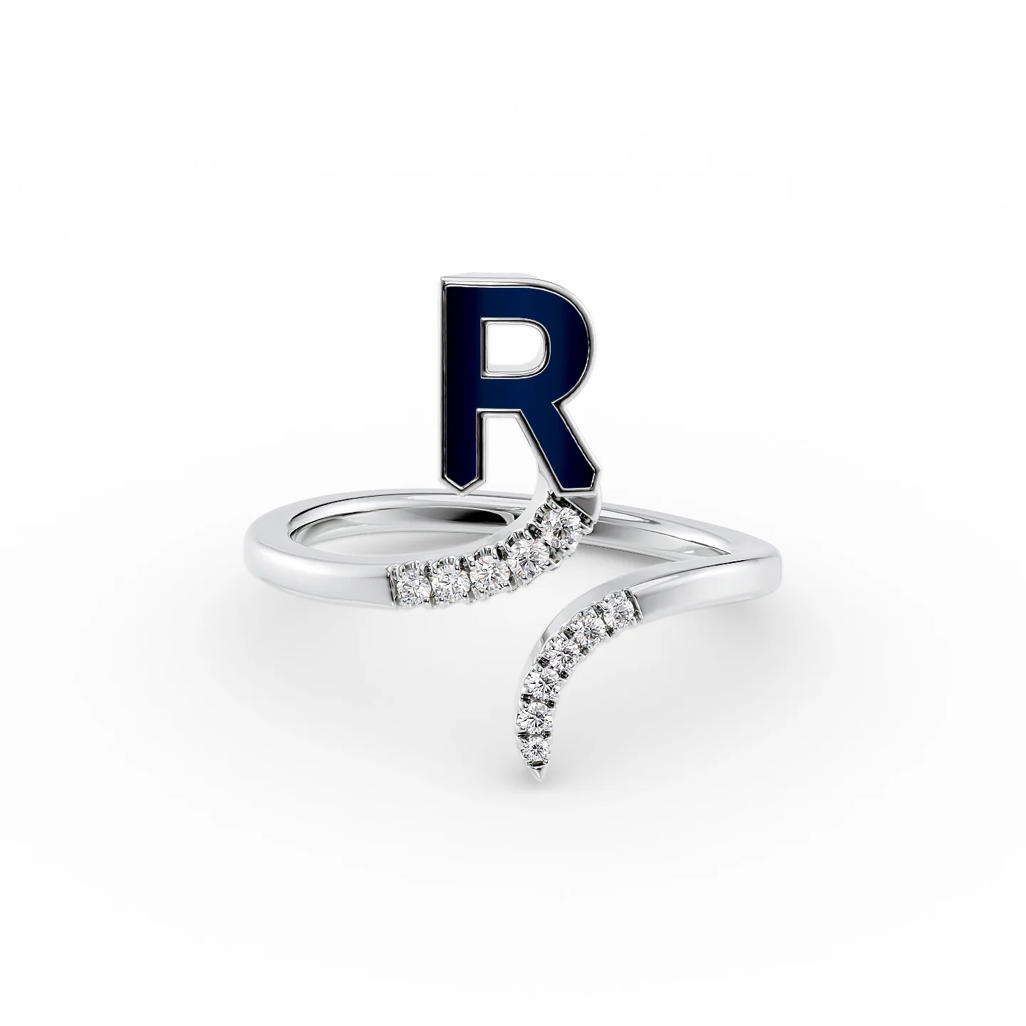 Classic solitaire ring-Initial Letter Dainty Ring