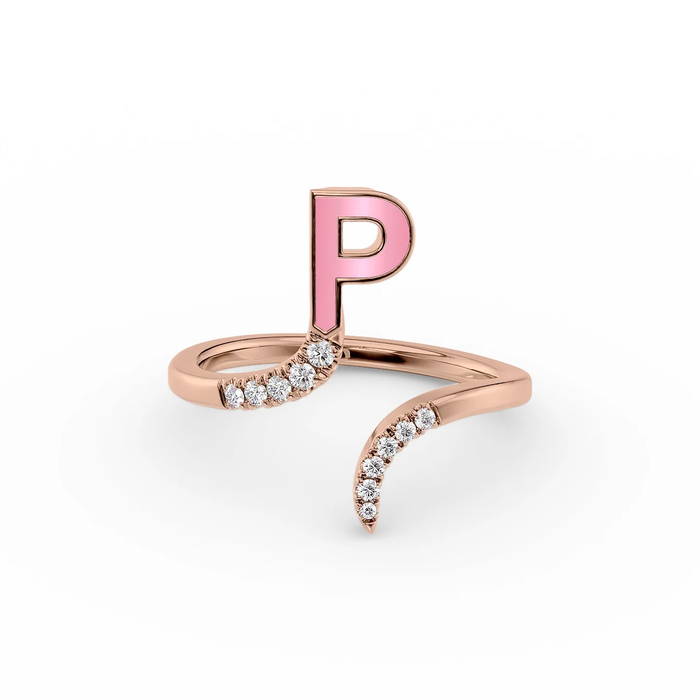 Smooth finish ring-Initial Letter Dainty Ring