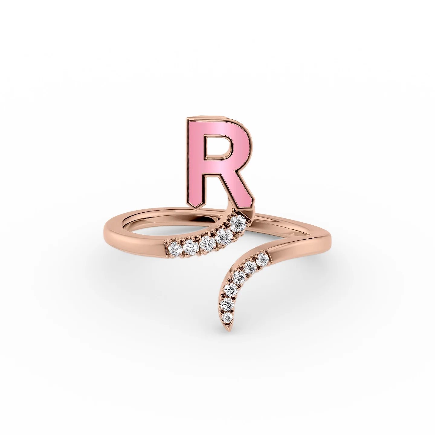 Raised gem ring-Initial Letter Dainty Ring