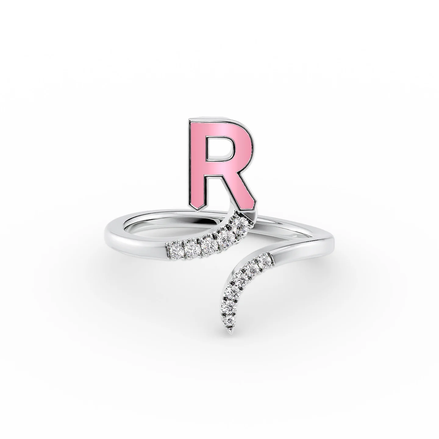 Baroque pearl ring-Initial Letter Dainty Ring