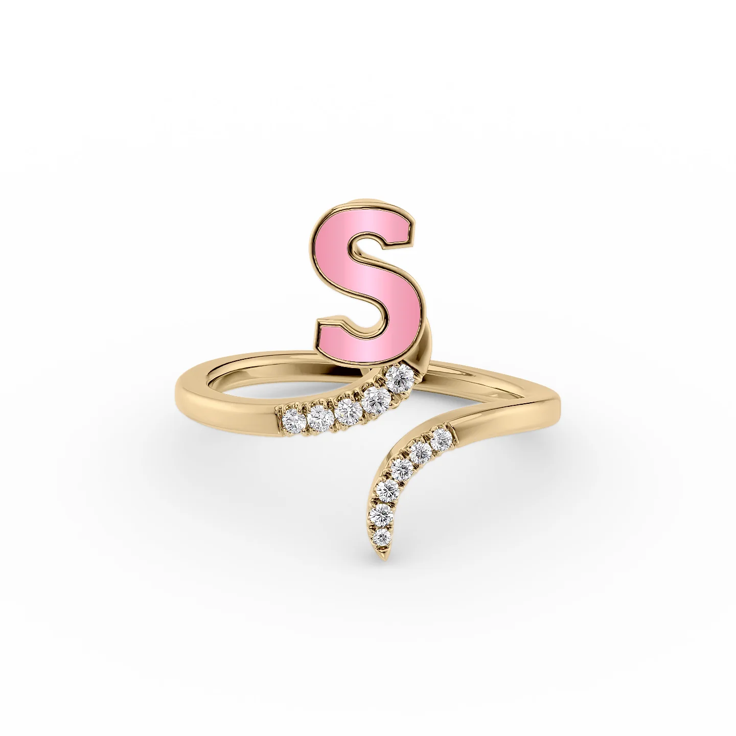 Leafy vine ring-Initial Letter Dainty Ring