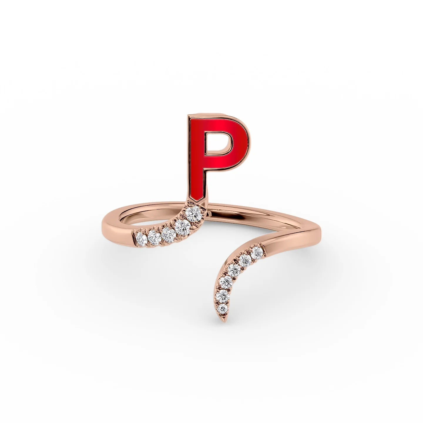 Scalloped edge ring-Initial Letter Dainty Ring