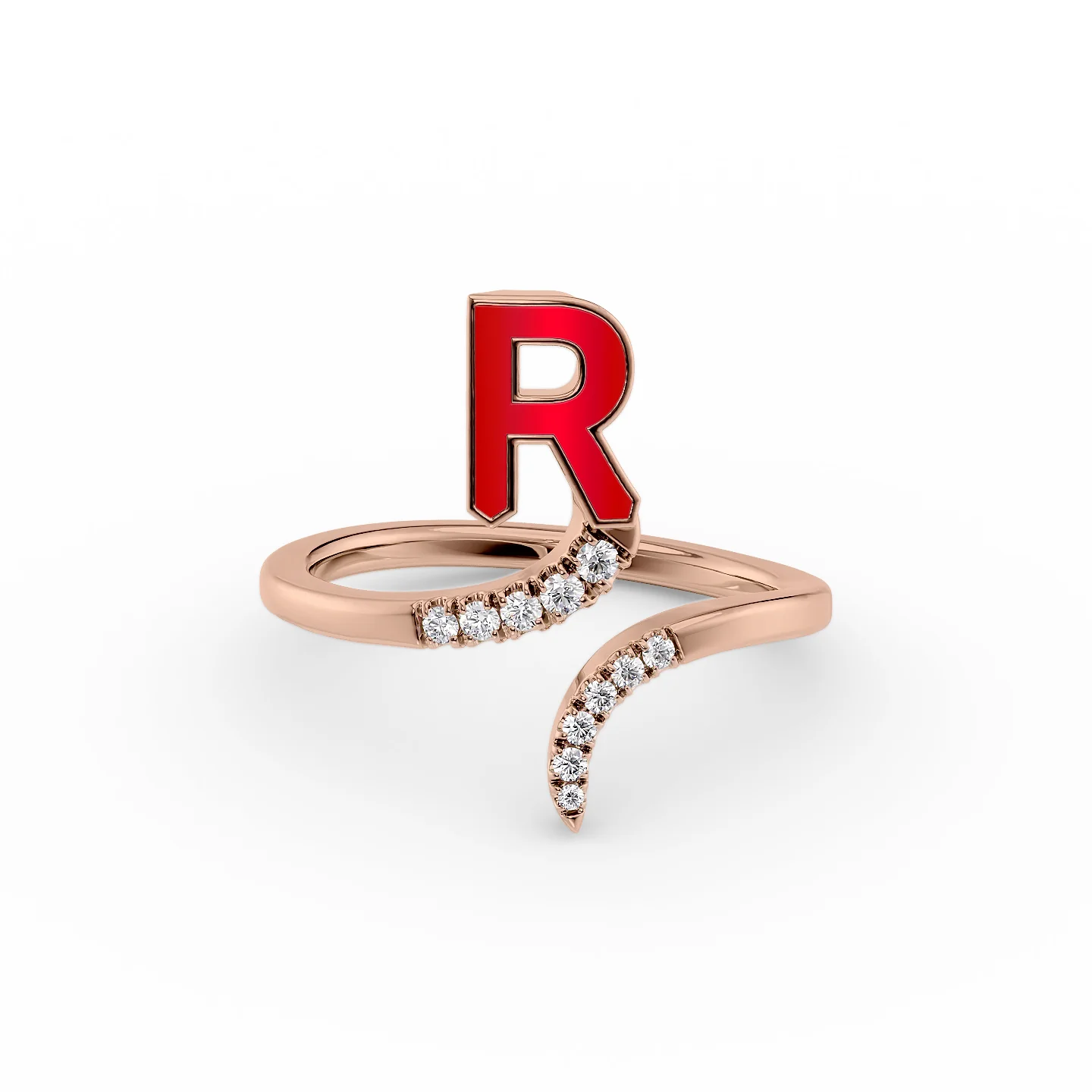 Floral cluster ring-Initial Letter Dainty Ring