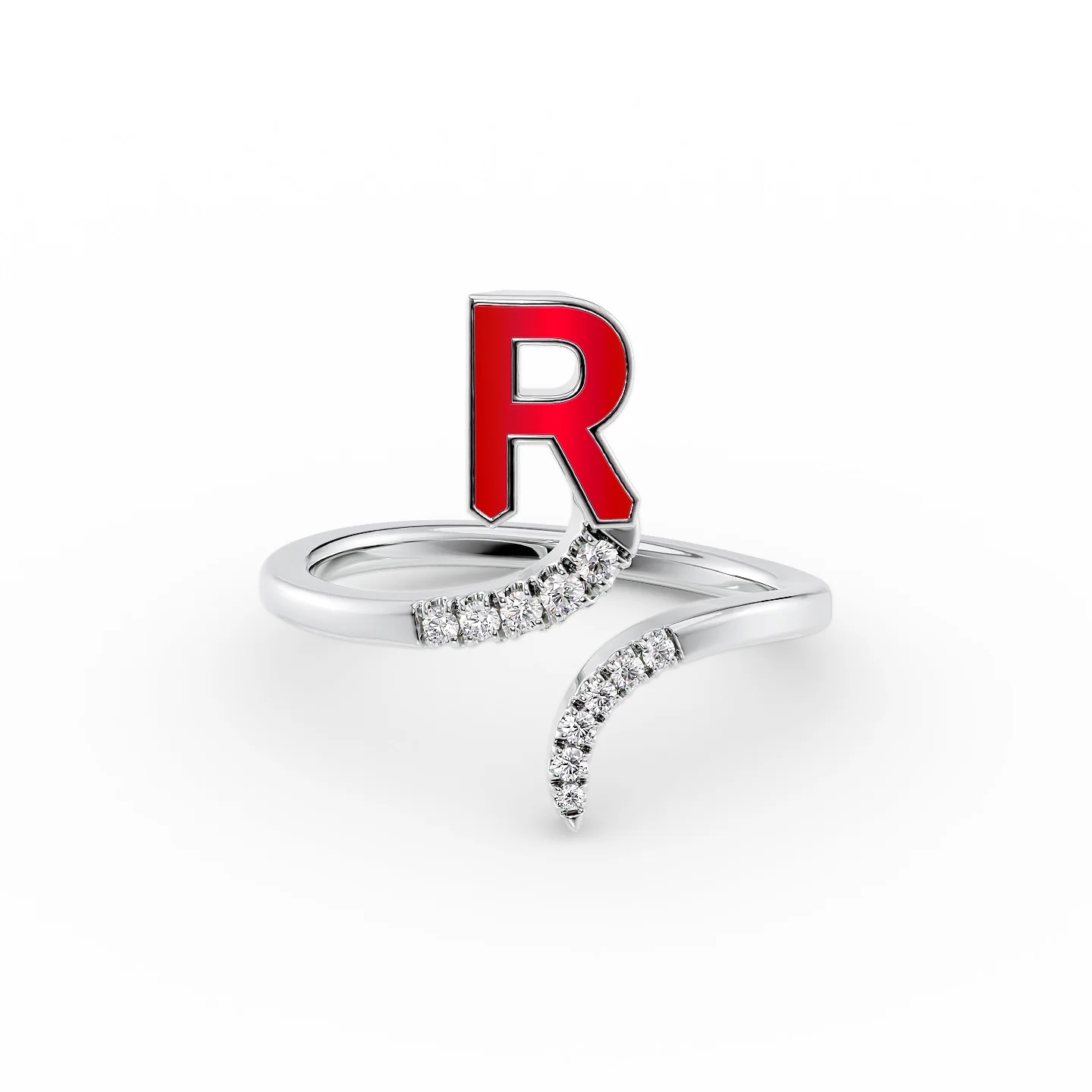 Flush-mount ring-Initial Letter Dainty Ring