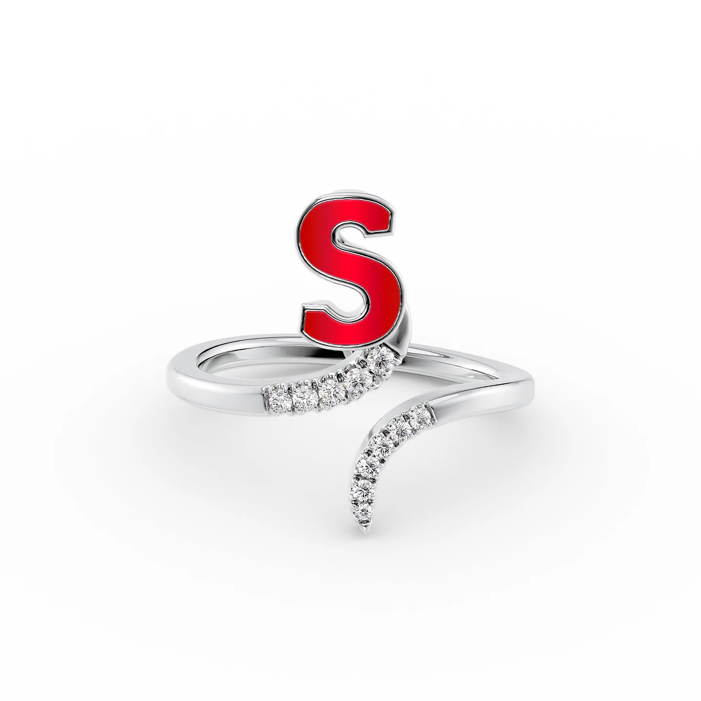 Dotted gem ring-Initial Letter Dainty Ring