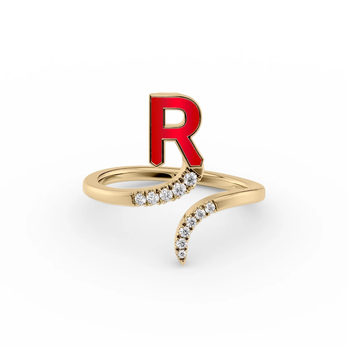 Stacking birthstone ring-Initial Letter Dainty Ring