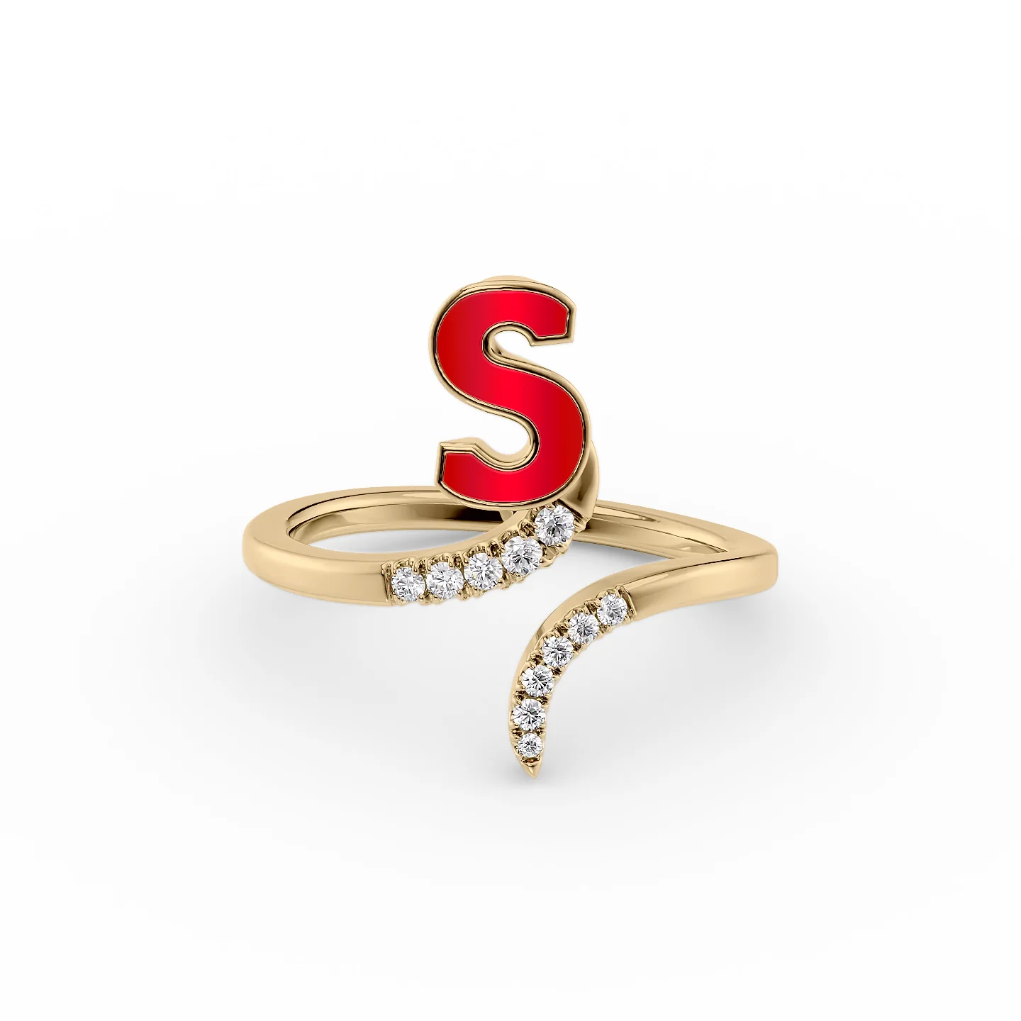 Retro ruby ring-Initial Letter Dainty Ring