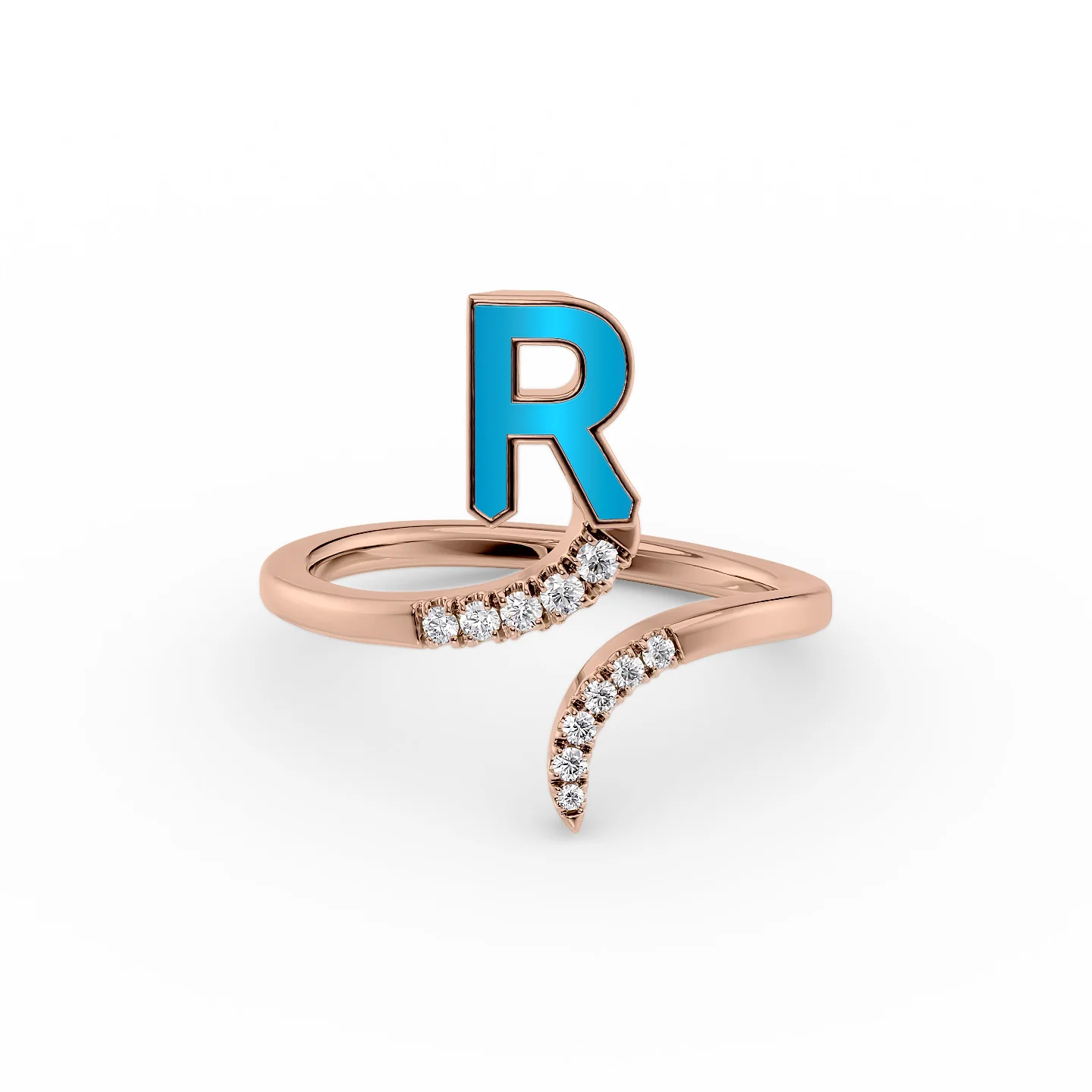 Colorful enamel ring-Initial Letter Dainty Ring