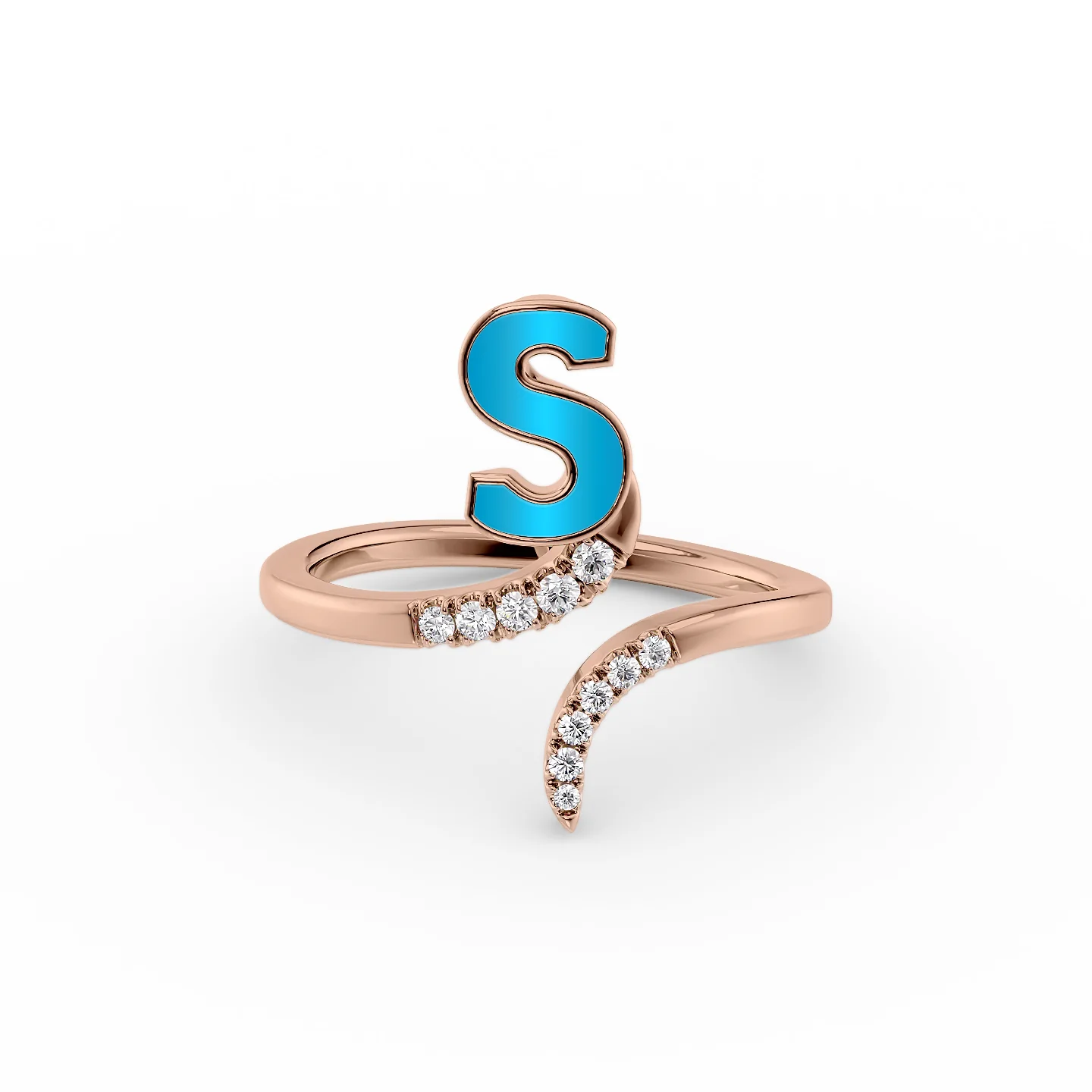 Crescent moon ring-Initial Letter Dainty Ring