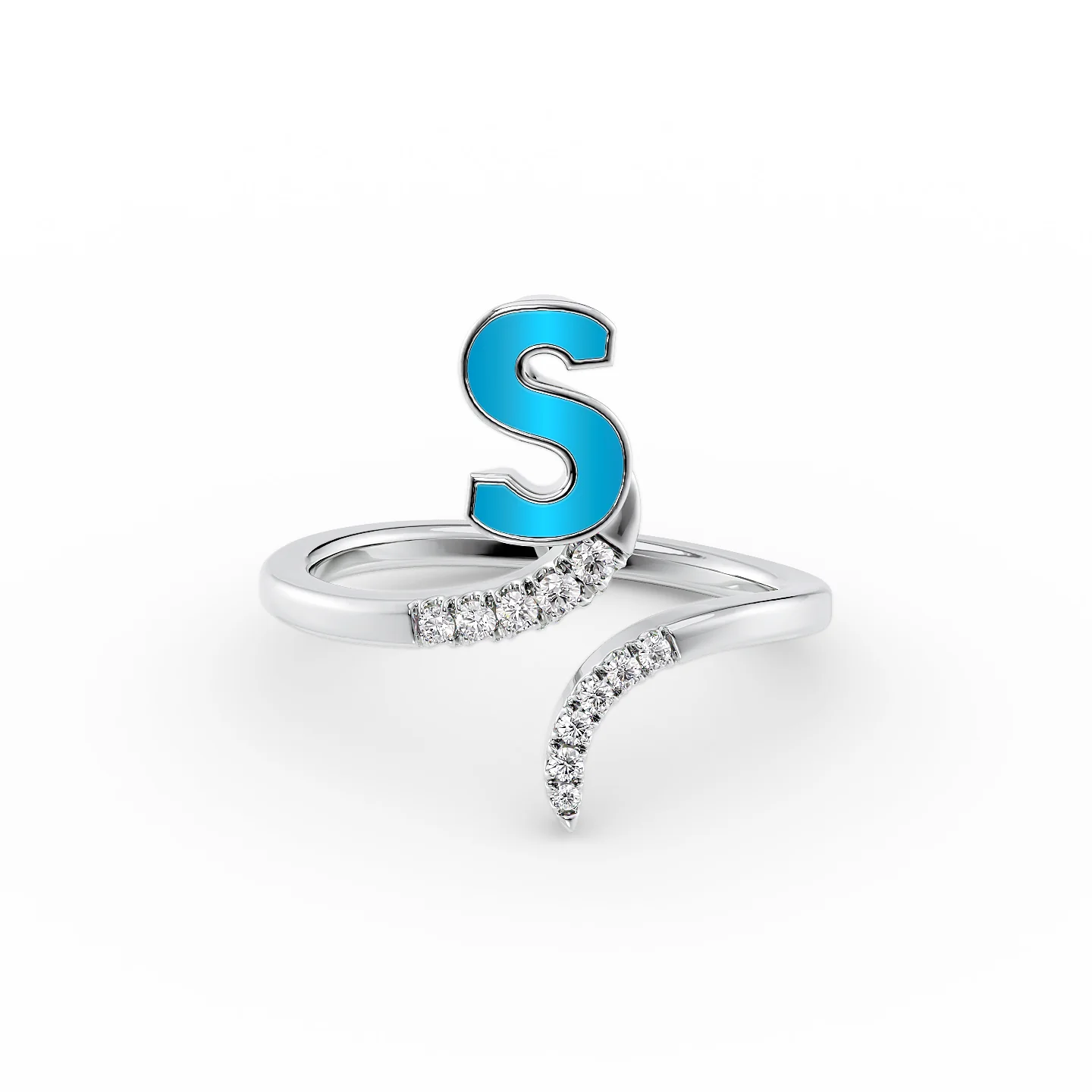 Faceted gem ring-Initial Letter Dainty Ring