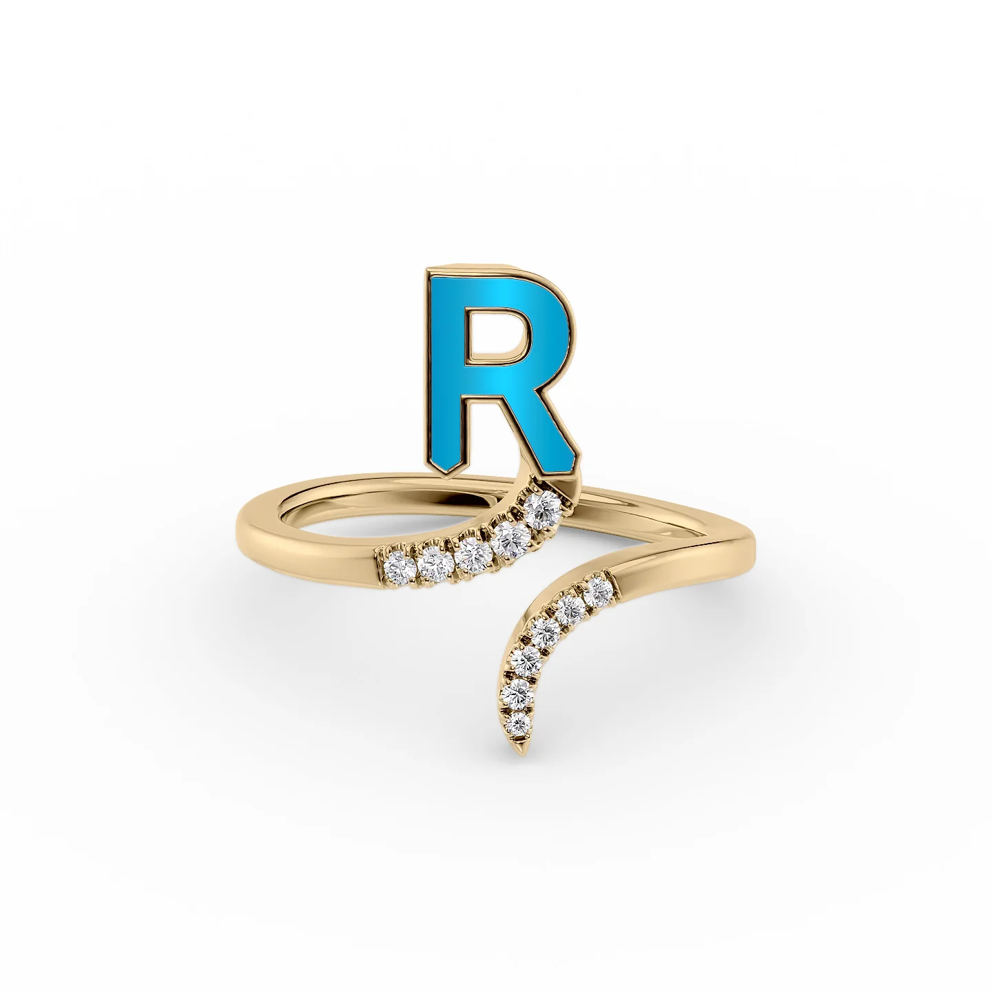 Retro ruby ring-Initial Letter Dainty Ring