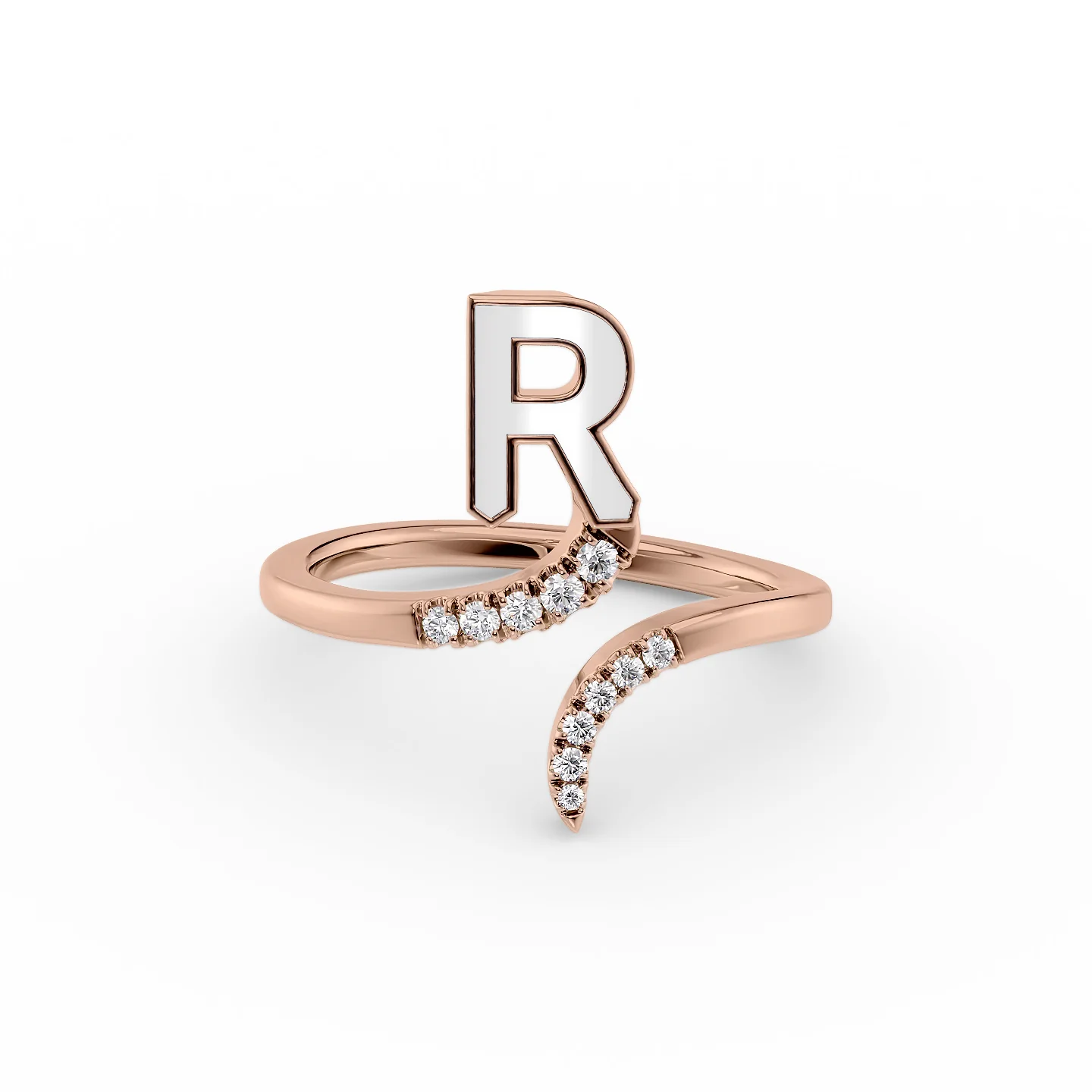 Spiked design ring-Initial Letter Dainty Ring