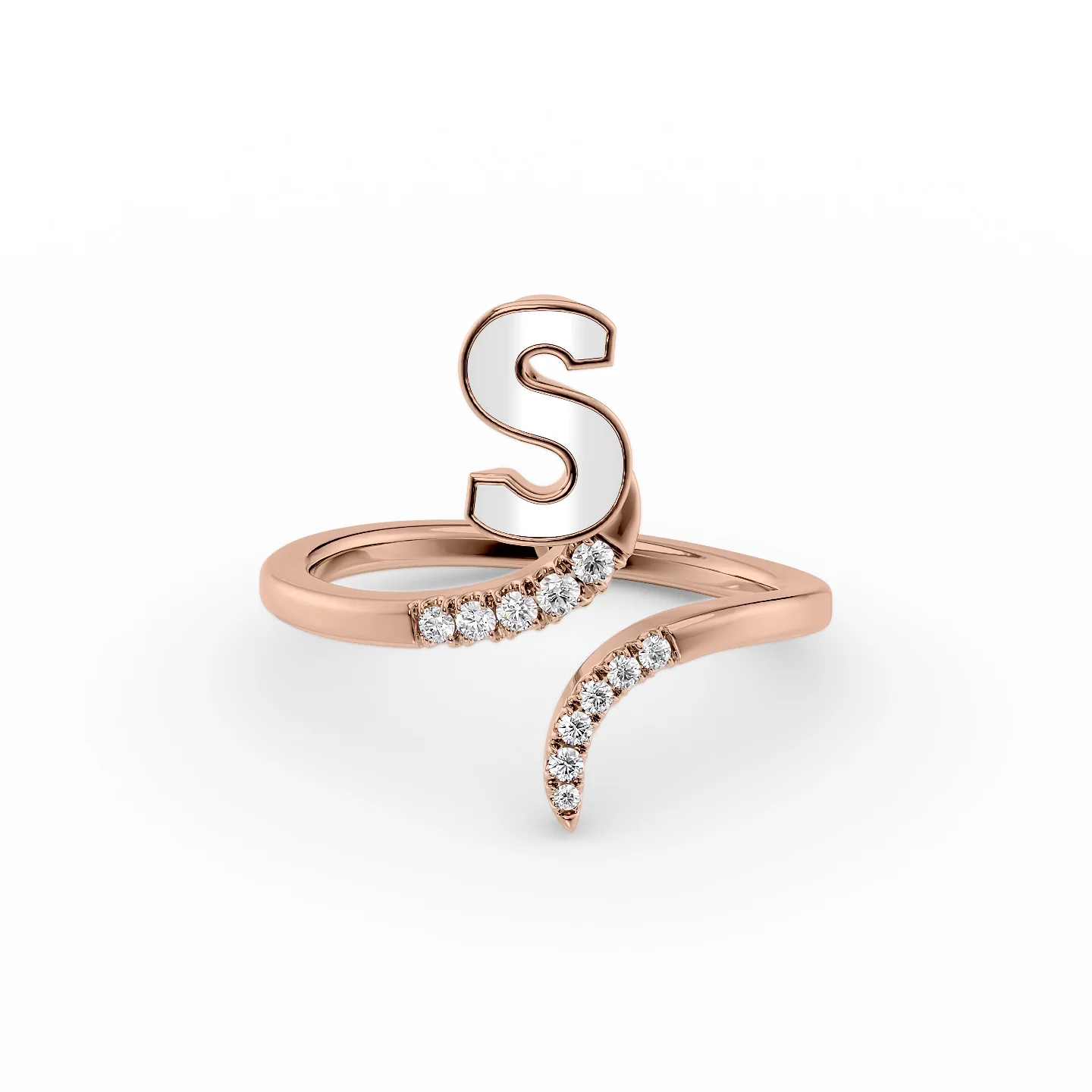 Hollowed-out ring-Initial Letter Dainty Ring