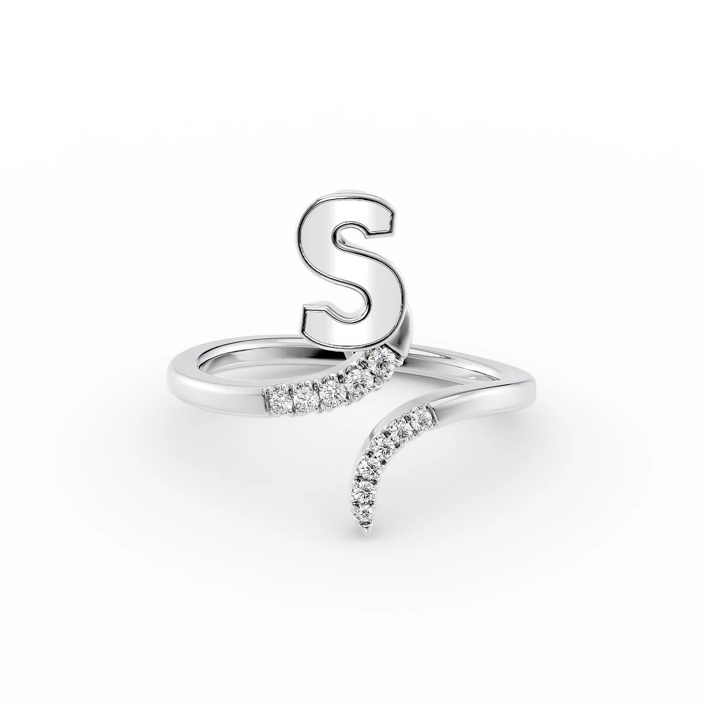 Faceted gem ring-Initial Letter Dainty Ring